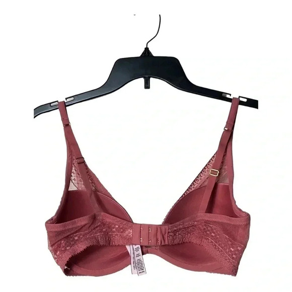 1304. INCREDIBLE‎ BY VICTORIA’S SECRET PLUNGE LIGHTLY PADDED BRA LACE BLUSH PINK - Picture 4 of 7